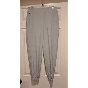 Athleta Brooklyn Textured Jogger Pants Size 10 Grey Striped Tapered Pockets